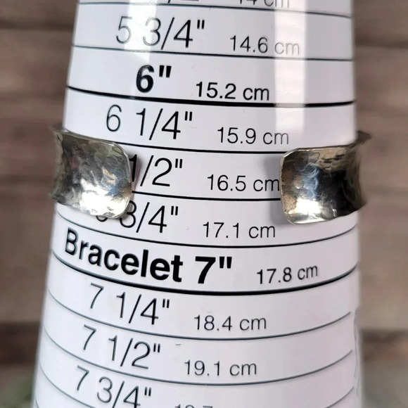 Sterling Silver Cuff Bracelet Marked KN Hammered Concave Soutwestern Lig… - Picture 10 of 12
